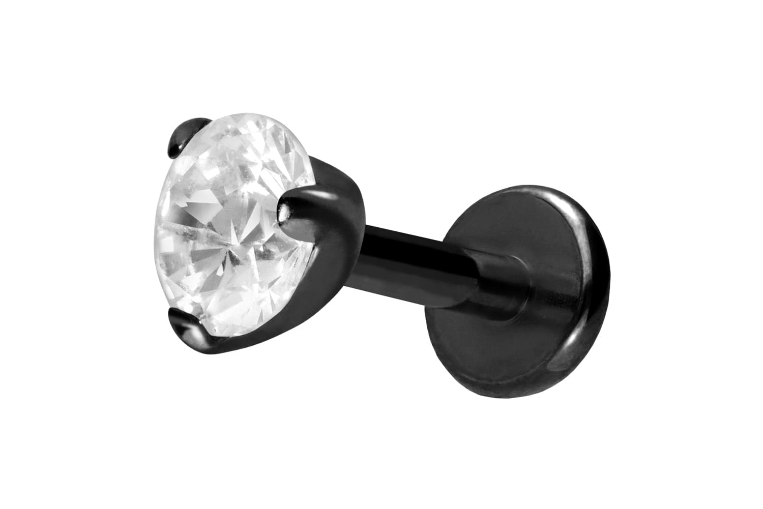 Titan Labret Piercing mit Innengewinde EINGEFASSTER KRISTALL
